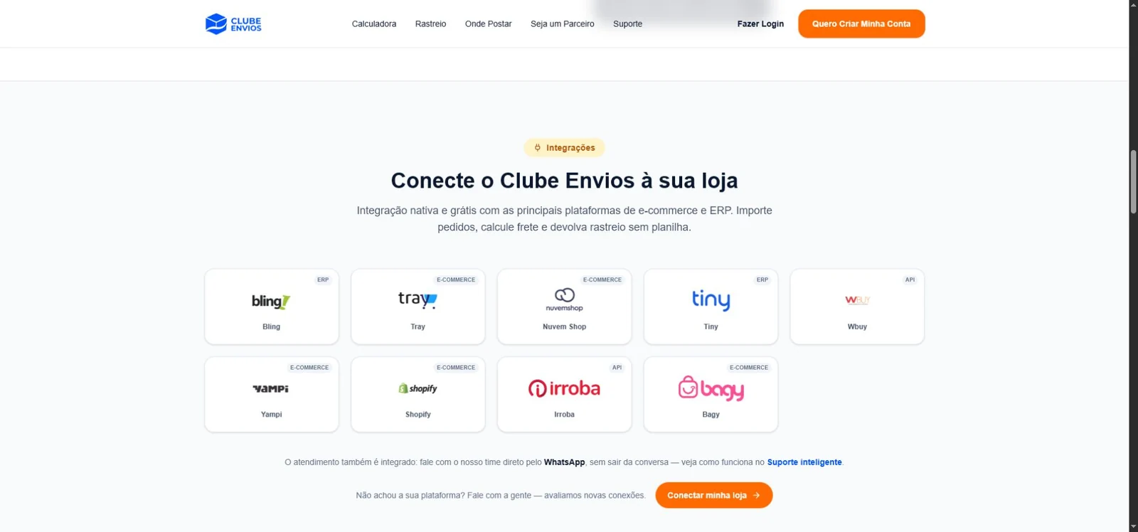 Integrações apresentadas pelo Clube Envios