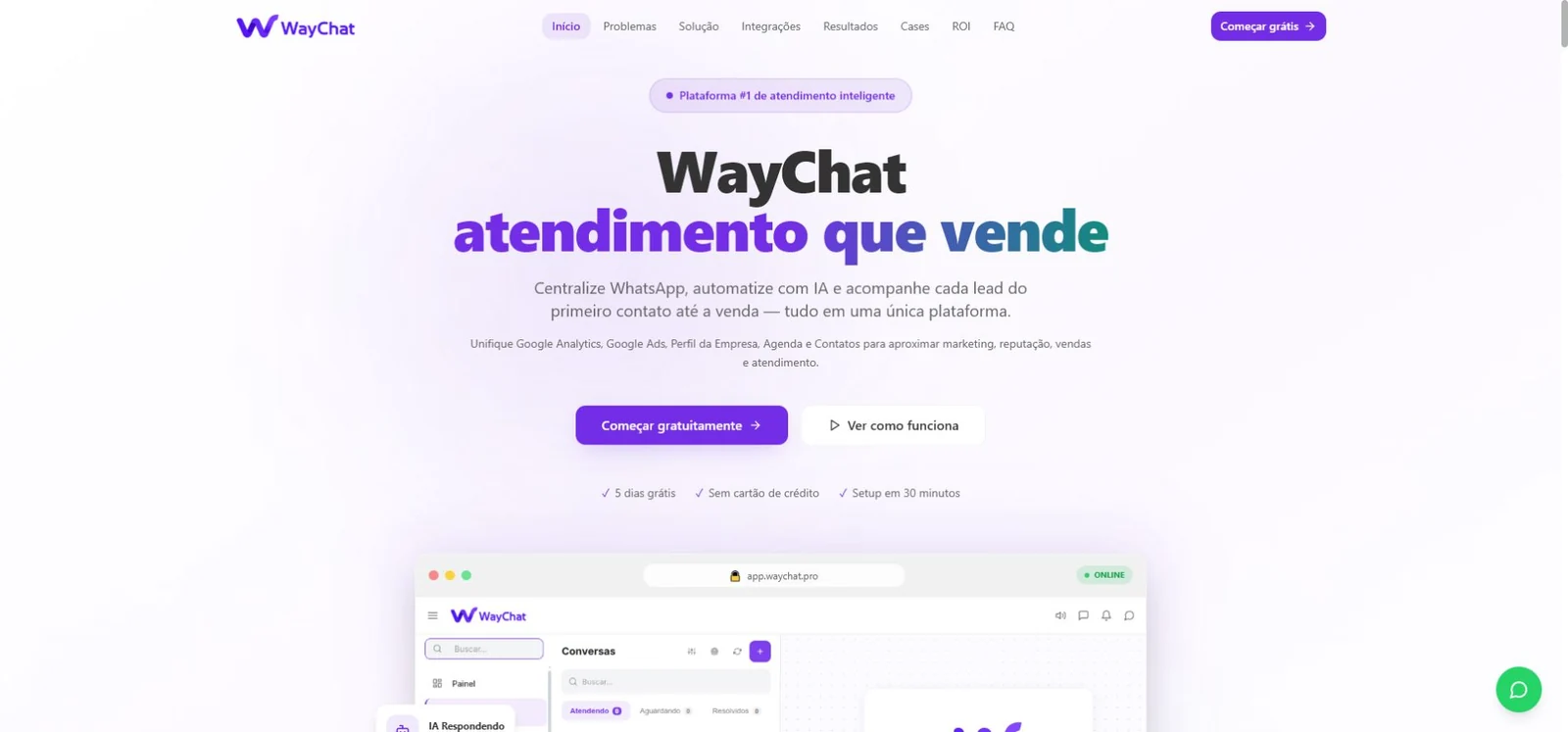 Página inicial real do Waychat